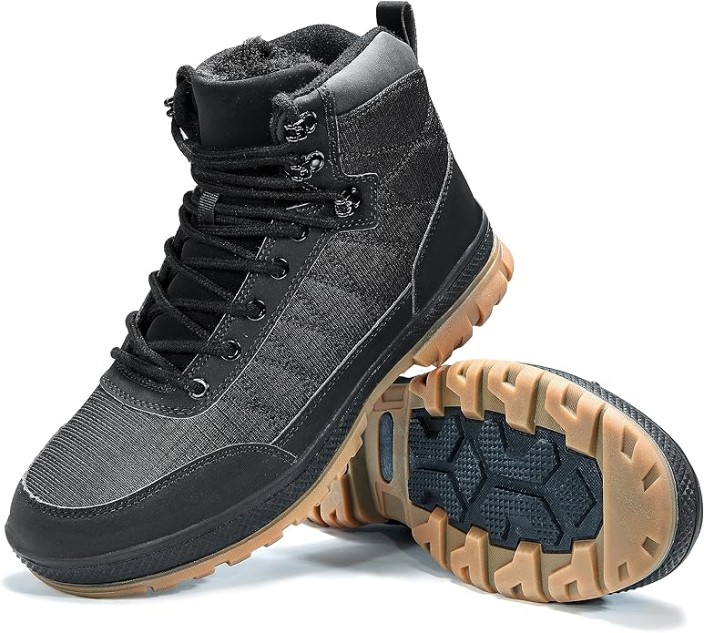 Wondamo Men's Snow Boots Lightweight Waterproof Winter Boots Fur Lined Anti-slip Cold Weather Shoes
