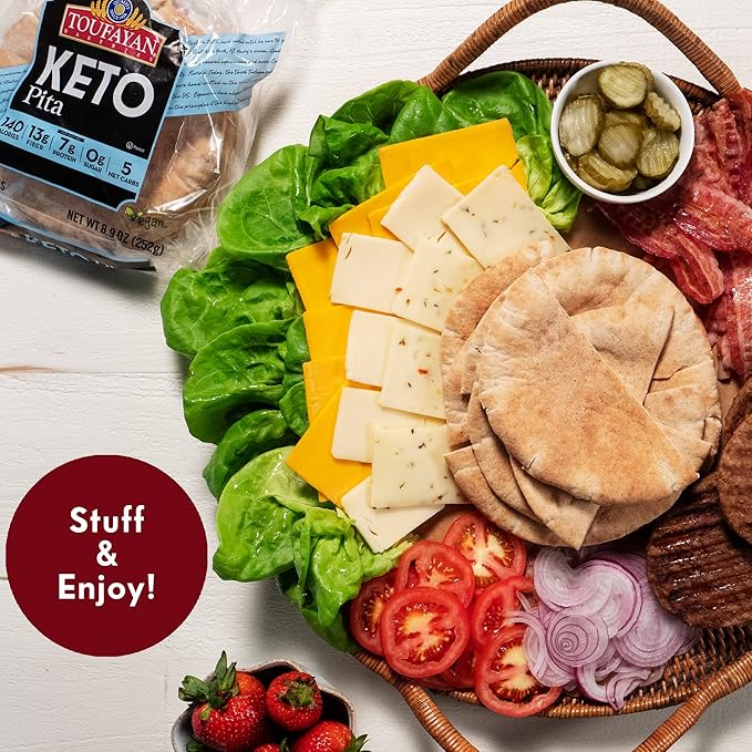 Toufayan KETO Pita Bread | Keto Diet Friendly, No Sugar (3 Pack, 15 Pitas Total)