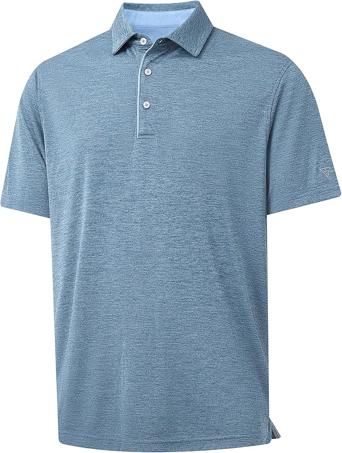 M MAELREG Golf Shirts for Men Short Sleeve Dry Fit Casual Striped Performance Moisture Wicking Collared Mens Polo Shirts