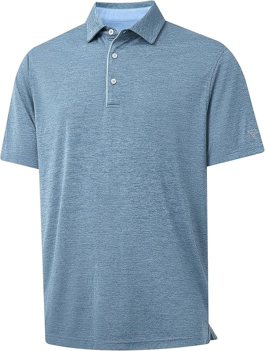 M MAELREG Golf Shirts for Men Short Sleeve Dry Fit Casual Striped Performance Moisture Wicking Collared Mens Polo Shirts