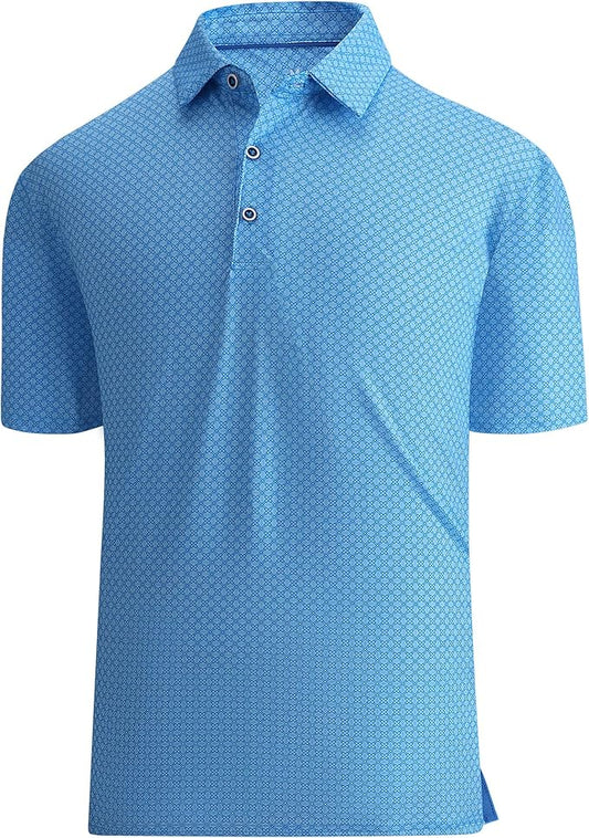 Damipow Premium Golf Shirts for Men Dry Fit Performance Polo Short Sleeve Collared Shirt
