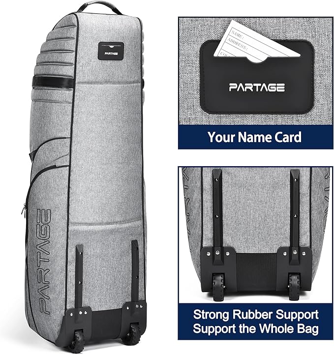Partage Golf Travel Bag with Wheels, Golf Travel Case for Airlines, 900D Heavy Duty Oxford -Black
