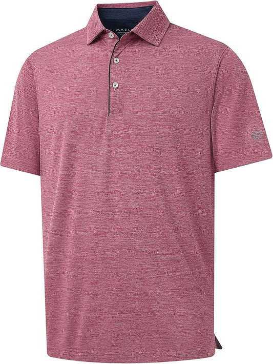 M MAELREG Golf Shirts for Men Short Sleeve Dry Fit Casual Striped Performance Moisture Wicking Collared Mens Polo Shirts