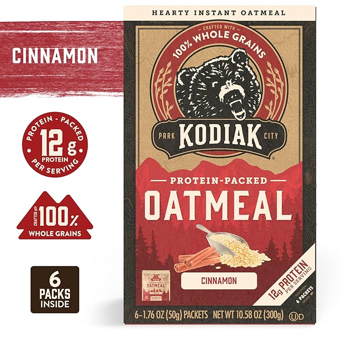 Kodiak Cakes Instant Oatmeal Packets - High Protein- 100% Whole Grains Breakfast Food - Cinnamon (36 Packets)