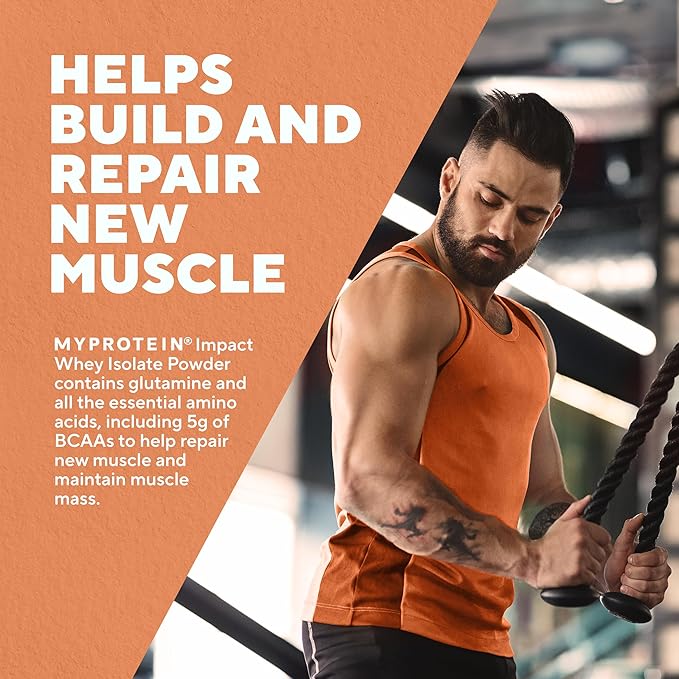 Myprotein Impact Whey Protein Isolate, 5.5 Lbs (81 Servings) Unflavored, 25g Protein, 3.5g Glutamine & 6g BCAA Per Serving