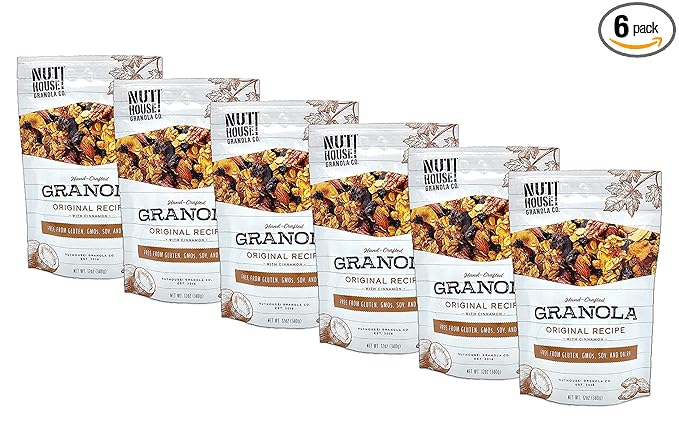 NutHouse! Granola Company - Premium Original Recipe Granola | Certified Gluten-Free, Non-GMO, Kosher | Vegan, Soy-Free | 12 oz. Bag (6-Pack)