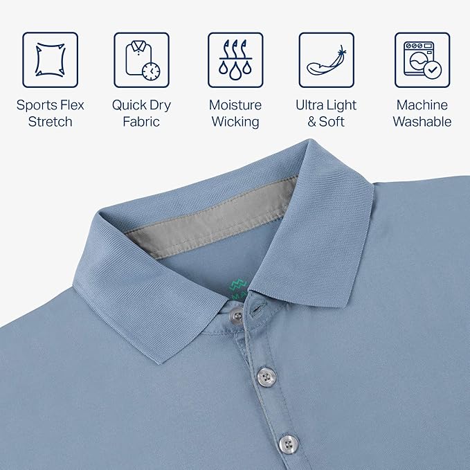 Mio Marino Golf Polo Shirts for Men - Dry Fit - Ultra-Thin Breathable Fabric