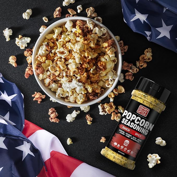 Popcorn Seasoning Spicy Ranch Seasoning Powder Mix - Gluten Free & Low Sodium Popcorn Flavoring Seasonings Dry Hot Ranch Powder Flavor. Healthy Spices Pop Corn Toppings. Pop Corn Salt Seasonings. 5oz