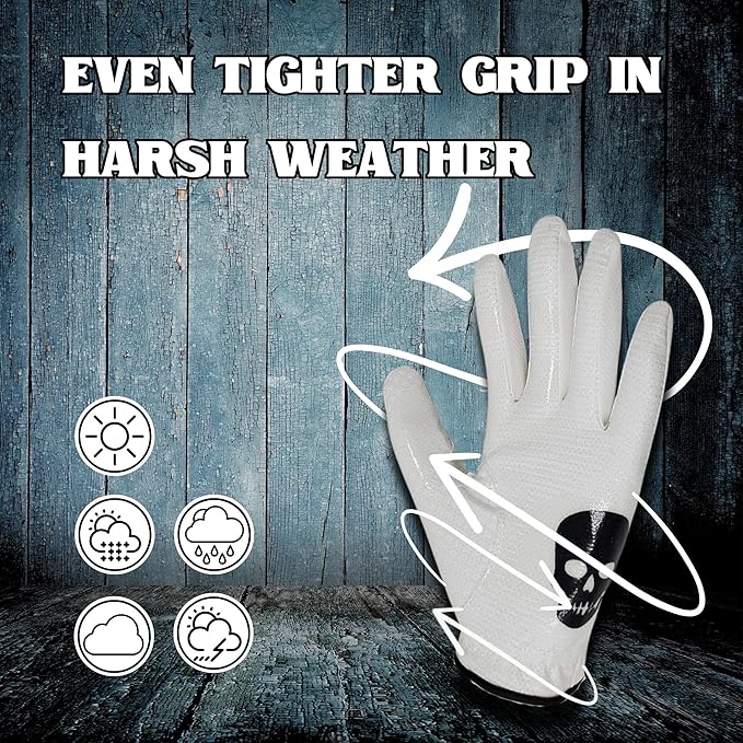Skeleton Golf Gloves for Men 2 Pack – 100% AAA Synthetic Tacky Leather - Spooky & Funny Golf Gloves for Men – Tacky & Cool Golf Glove - Perfect for Summer & Fall Golfing
