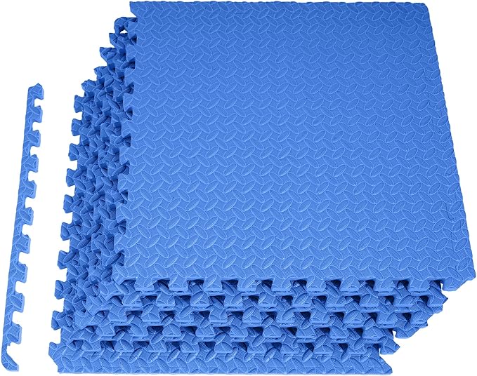 Puzzle Exercise Gym Flooring Mat, 3/4" Thick High-Density EVA Interlocking Tiles Workout Mat for Home Gym, Fitness Equipment, MMA, Gymnastics, 6-Piece Shock-Absorbing Exercise Mat (24 Sq Ft)