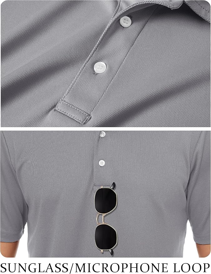 TACVASEN Mens Golf Shirt Dry Fit Mens Polo Shirts Short Sleeve Performance Golf Polos for Men with Collar Work Shirts