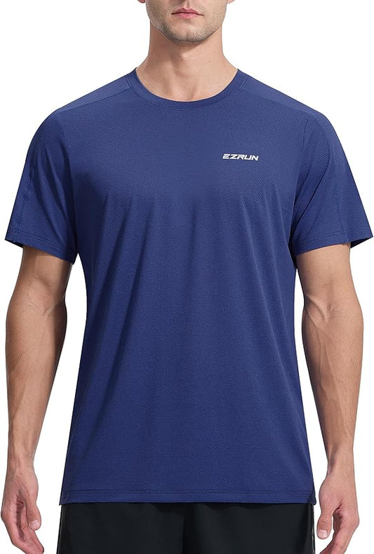 EZRUN Men's Lightweight Short Sleeve T-Shirt Quick Dry Workout Running Athletic Swim Shirts Fishing Rash Guard