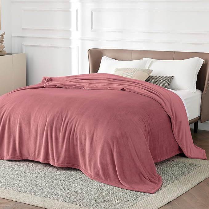 Bedsure Fleece King Size Blankets for Bed Rose Pink - Soft Lightweight Plush Cozy Fuzzy Luxury Microfiber, 108x90 inches