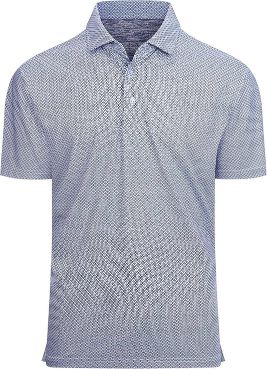 Alex Vando Mens Golf Shirt Moisture Wicking Classic Print Golf Shirts for Men