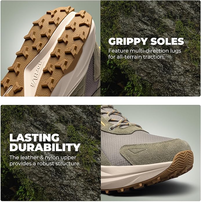 NORTIV 8 Men's Wide Toe Box Hiking Boots Low Drop Waterproof Outdoor Trekking Camping Shoes for Plantar Fasciitis Bunion Katahdin