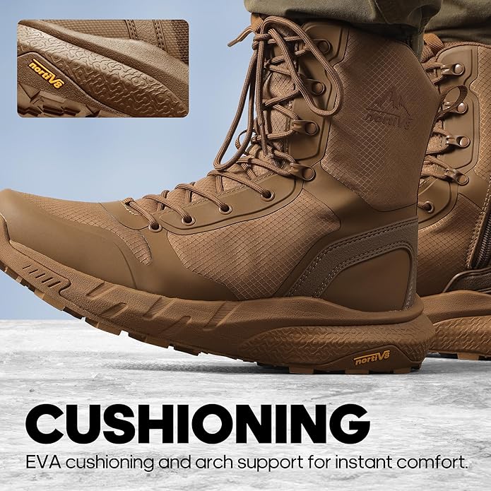 NORTIV 8 Men's Military Tactical Boot Lightweight Comfortable Boots for Work All Day Side Zipper Motorcycle Combat Hiking Boots Metrostrike(8-9 Inches)
