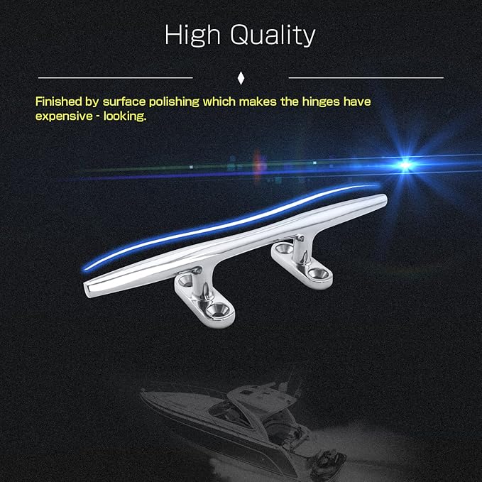 AMYSPORTS Heavy Rope Dock Cleat Marine Open Base Dock Cleats Stainless Steel Hardware Boat Cleat Mooring Kayak SUS316
