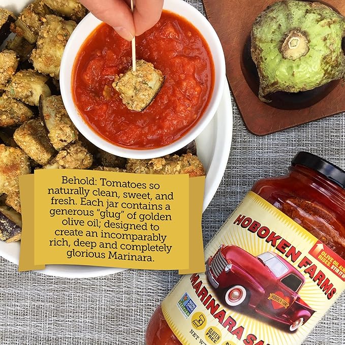 Hoboken Farms Marinara Sauce – No Sugar Added, Low Sodium, Non-GMO, Preservative-Free, Low Carb, Keto – Better For You Pasta Sauce! (25 Fl Oz, Pack of 2)