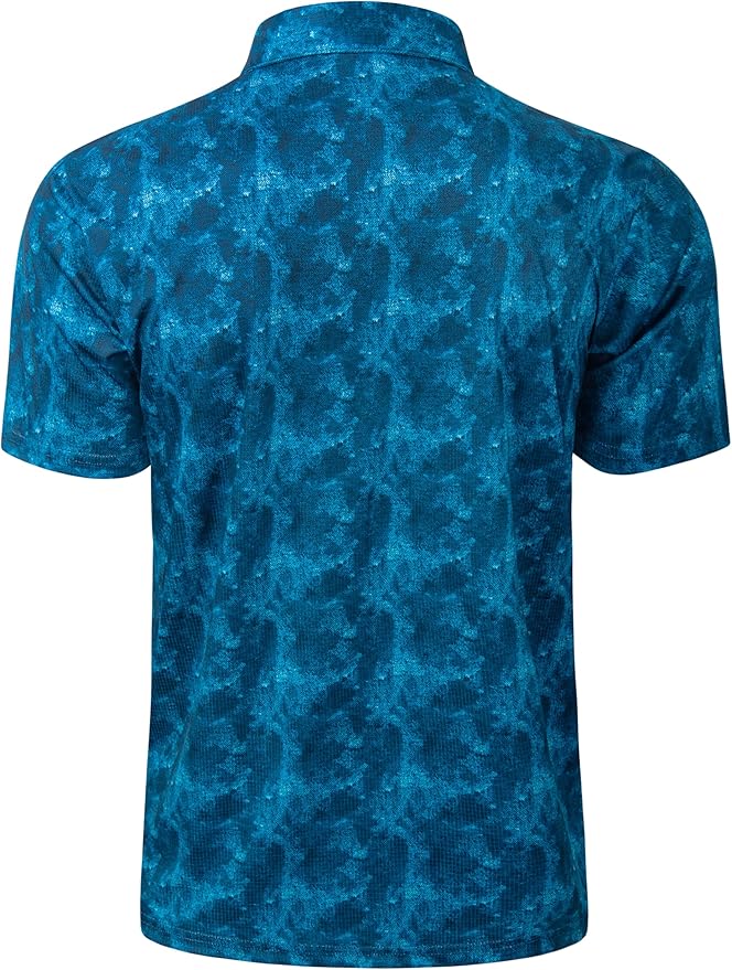 TAPULCO Mens Quick Dry Polo Shirts Camouflage Pattern Performance Athletic Lightweight Breathable Casual Golf Tshirts
