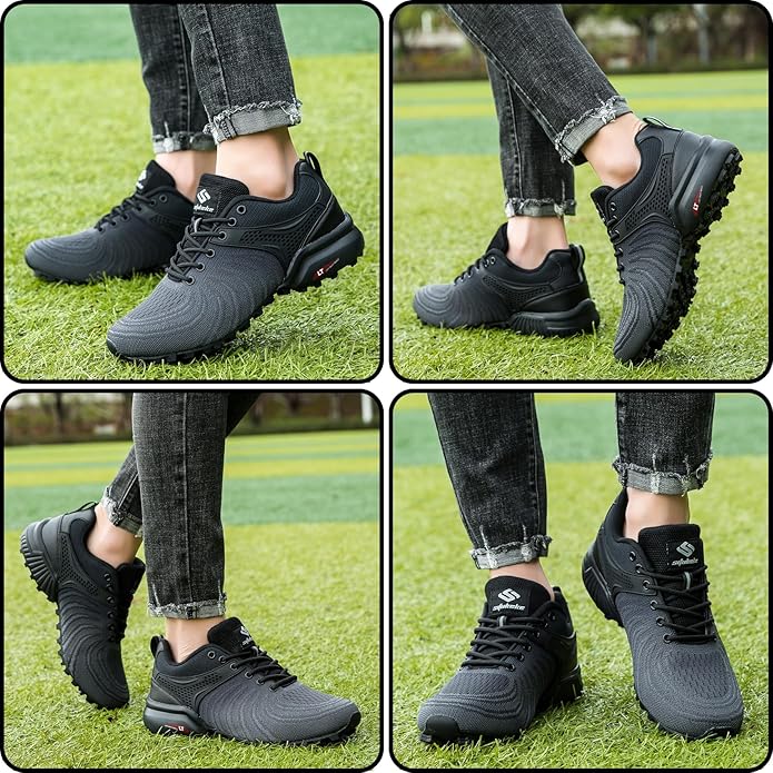 Men's Trail Running Shoes Lightweight Breathable Walking Hiking Sneakers Outdoor Athletic Tennis Cross Training Shoes