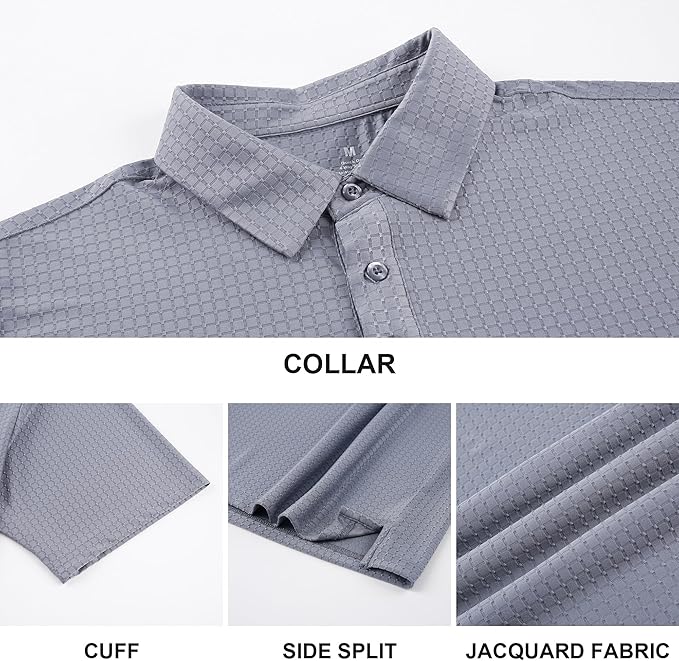 WARHORSEE Golf Polo Shirts for Men Short Sleeve Wrinkle Free 4 Way Stretch Moisture Wicking Performance Collared Tshirts