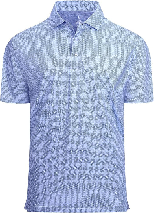 Alex Vando Mens Golf Shirt Moisture Wicking Classic Print Golf Shirts for Men