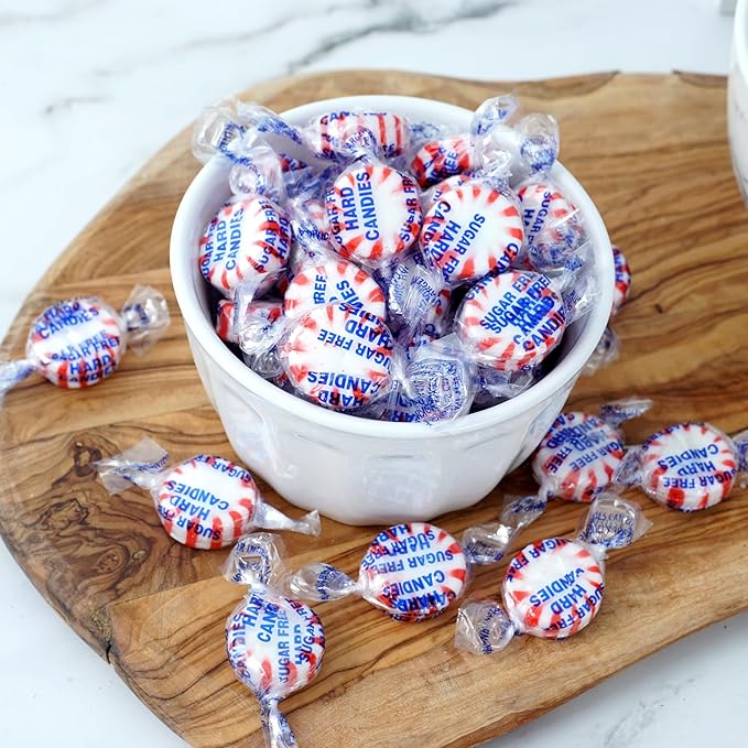 Arcor Sugar Free Peppermint Starlight Mints, 1 Pound Bulk Bag (Approx 70 Pieces), Individually Wrapped Hard Candy, The Hampton Popcorn & Candy Company