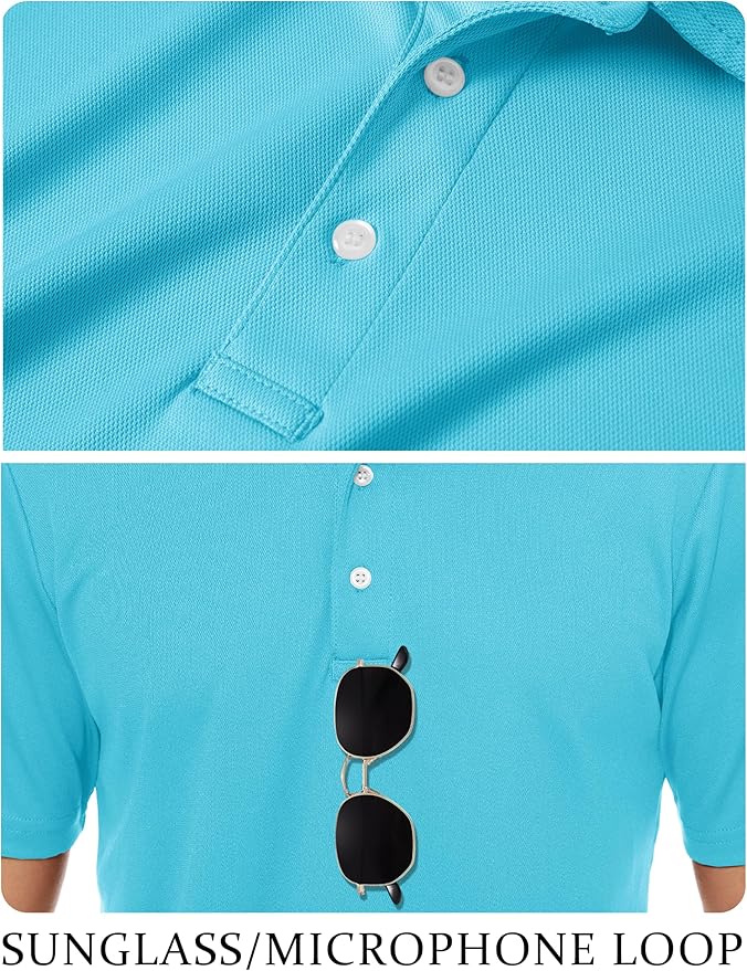 TACVASEN Mens Golf Shirt Dry Fit Mens Polo Shirts Short Sleeve Performance Golf Polos for Men with Collar Work Shirts