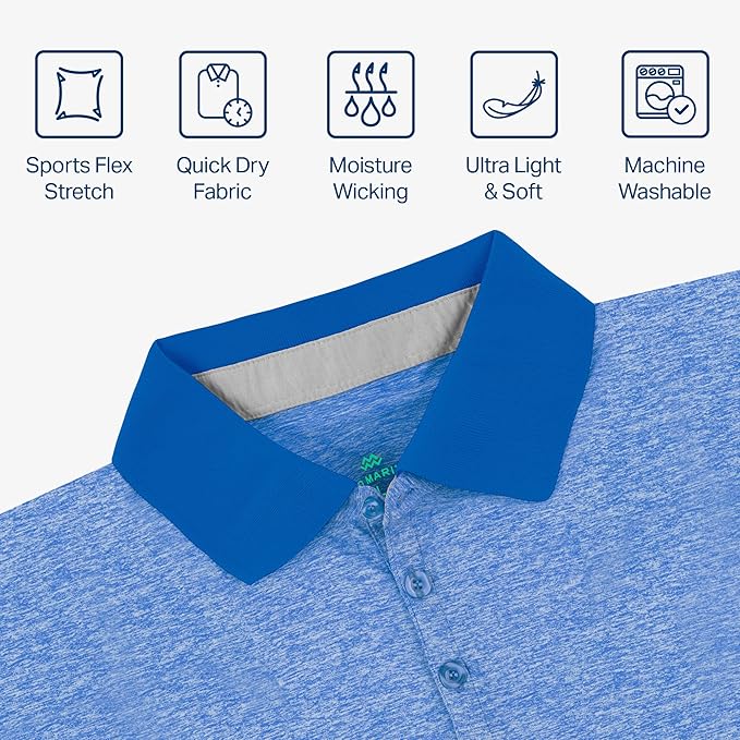 Mio Marino Golf Polo Shirts for Men - Dry Fit - Ultra-Thin Breathable Fabric