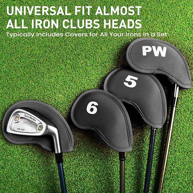 Golf Club Covers Set Neoprene Protector for Irons Value 12 Pack, Headcover Number Universal Head Cover Fit Main Irons Clubs Accessories for Women Men