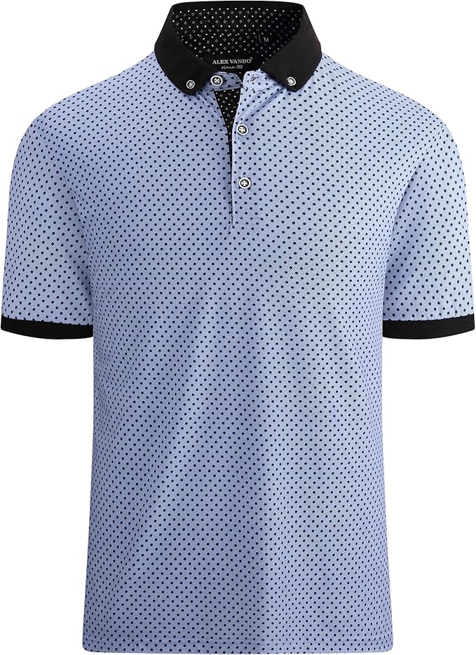 Alex Vando Mens Polo Shirts Short Sleeve Regular Fit Fashion Designed Shirt