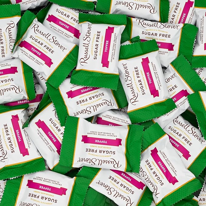 Sugar Free Chocolate Toffee Squares – 1 lb Bulk Candy Bag – Crunchy Buttery Toffee Covered in Milk Chocolate – Individually Wrapped – Approx. 30 Pieces