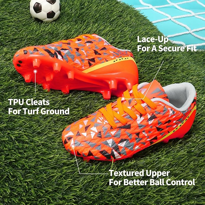 DREAM PAIRS Boys Girls Soccer Cleats Youth Firm Groud Athletic Outdoor Trainning Football Shoes for Little/Big Kid