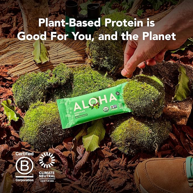 ALOHA Organic Plant Based Protein Bar MINIS |Caramel Chocolate Pecan | 20 Count, 24g Bars | Vegan, Low Sugar, Gluten Free, Low Carb, Non-GMO, Stevia Free, Soy Free, No Sugar Alcohols