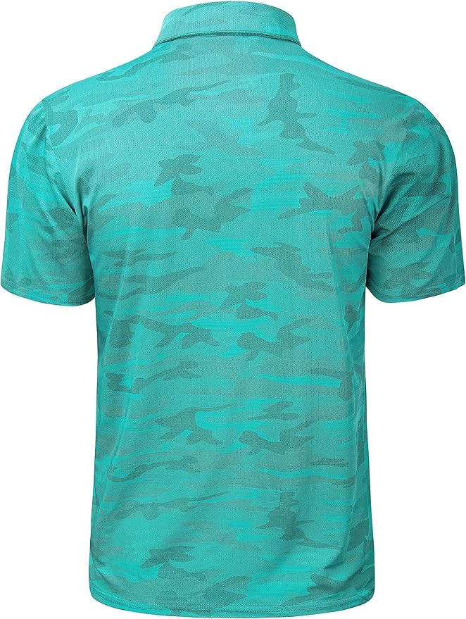 TAPULCO Mens Quick Dry Polo Shirts Camouflage Pattern Performance Athletic Lightweight Breathable Casual Golf Tshirts